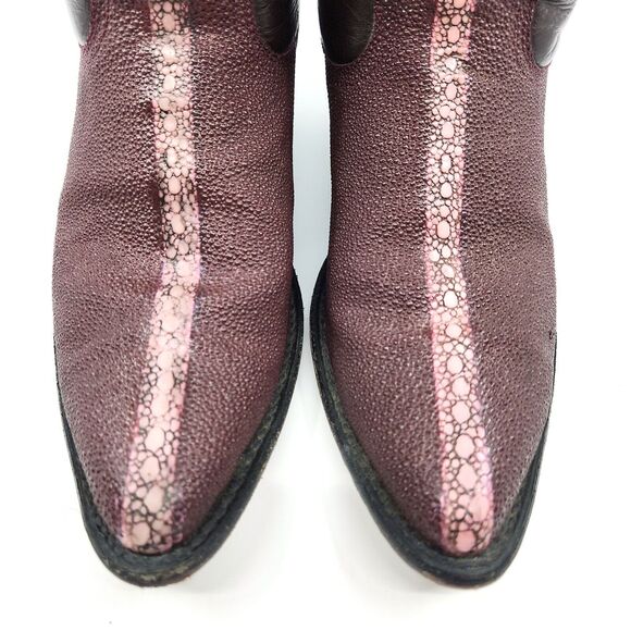 Rare Denver Men's Stingray Print Cowboy Boots Burgundy US Size 7 Mex Talla 26 - Picture 13 of 14